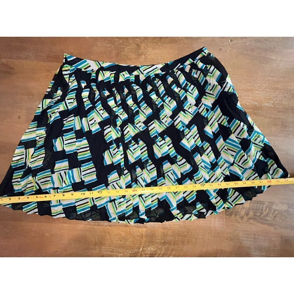 Banana Republic Women's Mini Pleated Lined Skirt 14 Multicolored Blue Geometric - Picture 6 of 7